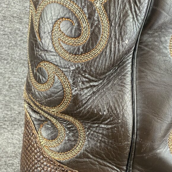 ✅Vintage Dan Post Brown Teju Lizard Leather Western Boots Men’s 10 Embroidered - Picture 8 of 11